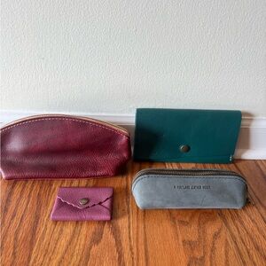 Portland Leather Accessory Set - Burgundy, Teal, Gray, Plum